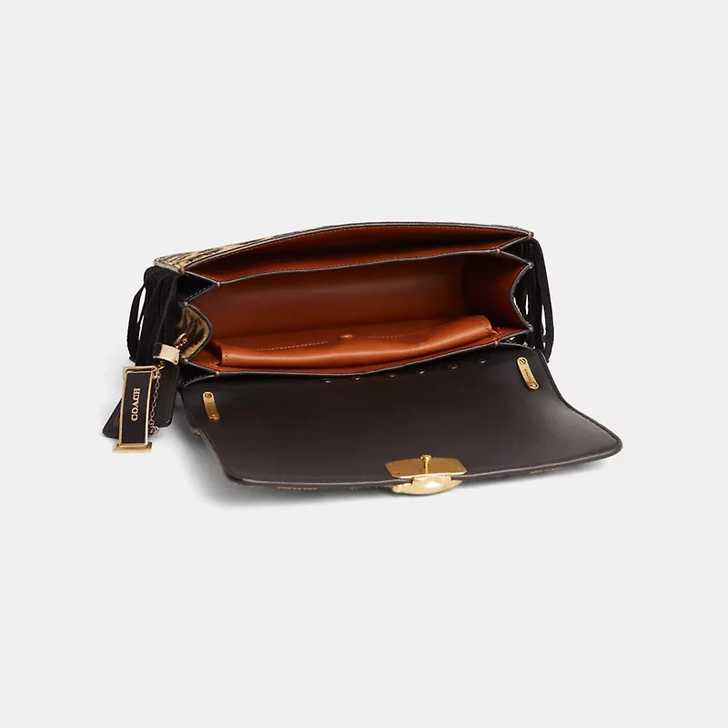 Upcrafted Bandit Shoulder Bag In Haircalf With Leopard Print