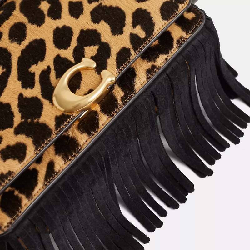 Upcrafted Bandit Shoulder Bag In Haircalf With Leopard Print