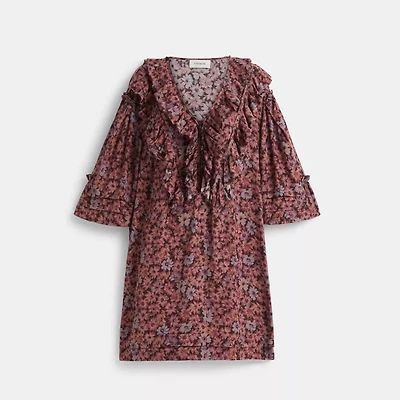 Restored Short Glam Rock Prairie Dress With Ruffles