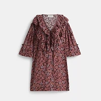 Restored Short Glam Rock Prairie Dress With Ruffles