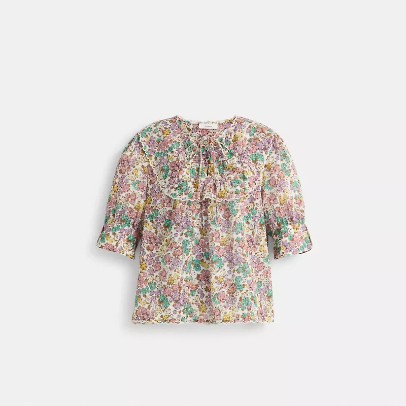 Restored Printed Broderie Anglaise Bib Shirt