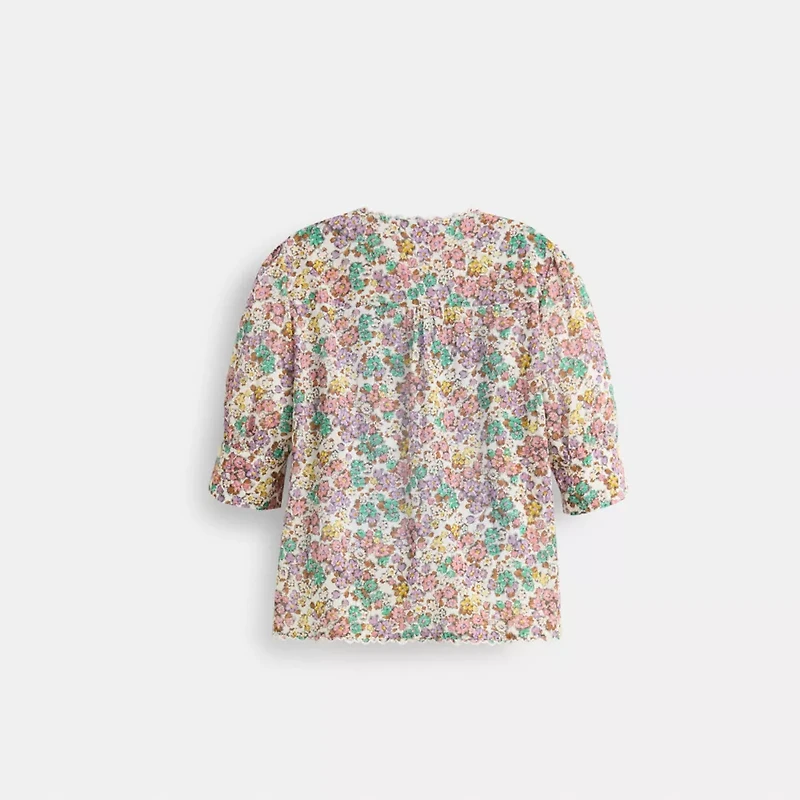 Restored Printed Broderie Anglaise Bib Shirt