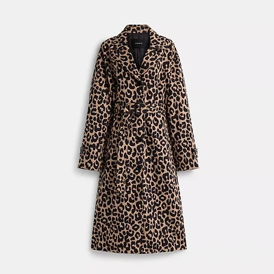 Restored Leopard Oversized Trench Coat