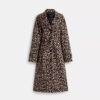 Restored Leopard Oversized Trench Coat