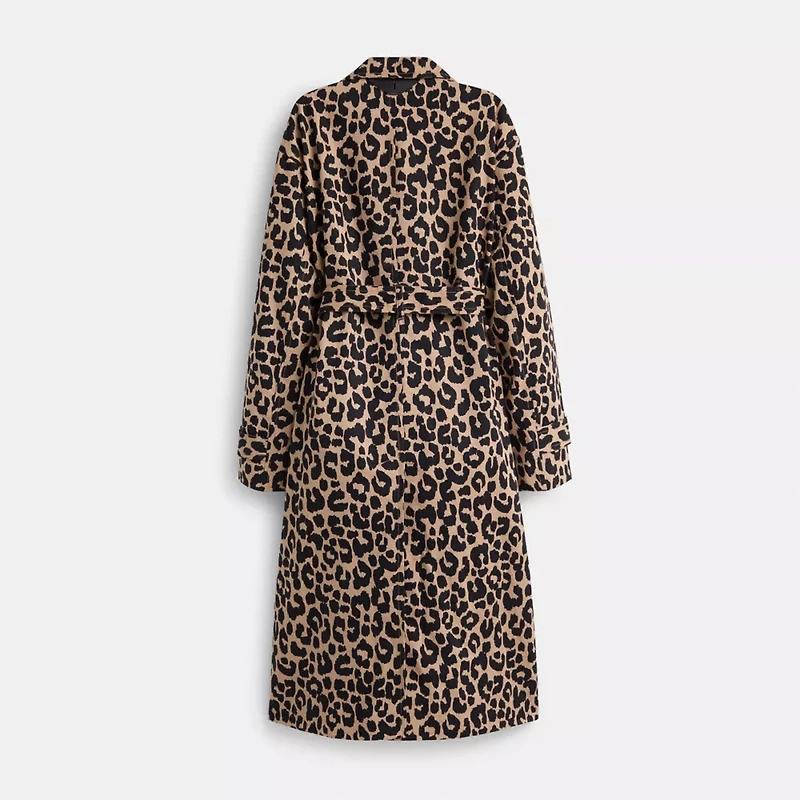 Restored Leopard Oversized Trench Coat