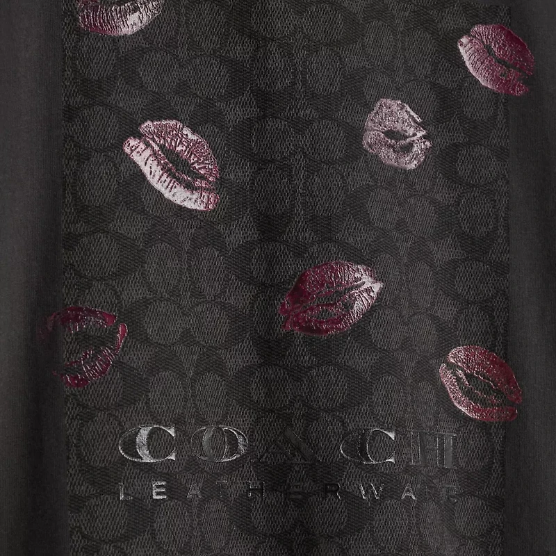 Restored Signature Square Kiss Print T-Shirt