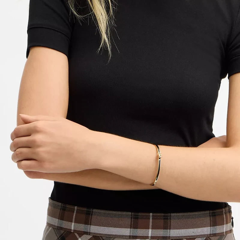 Moon Charm Enamel Thin Hinged Bangle