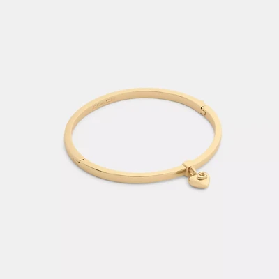 Heart Charm Thin Hinged Bangle