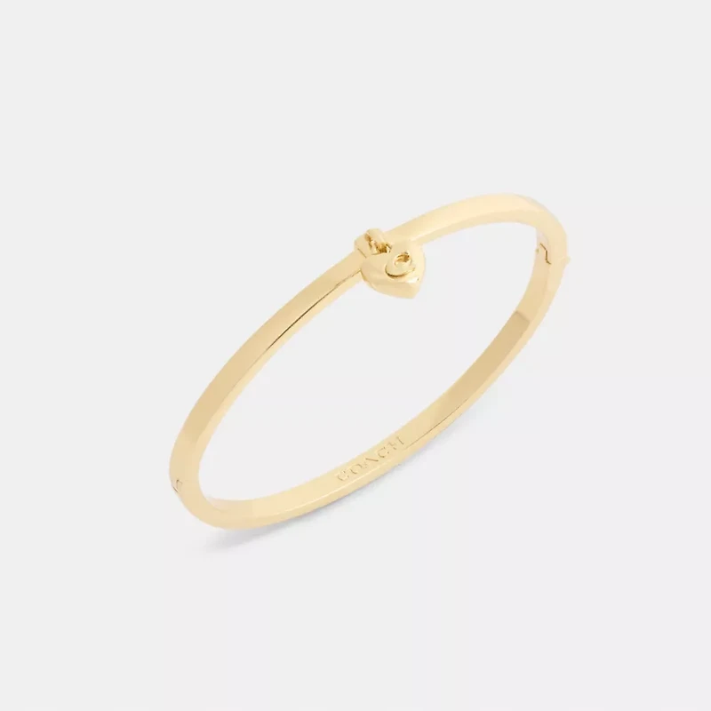 Heart Charm Thin Hinged Bangle