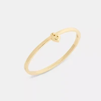 Heart Charm Thin Hinged Bangle