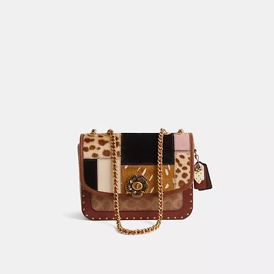 Upcrafted Madison Shoulder Bag In Signature Canvas With Rivets And Snakeskin Detail