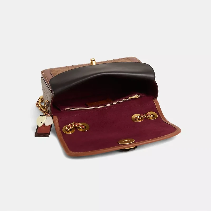 Upcrafted Madison Shoulder Bag In Signature Canvas With Rivets And Snakeskin Detail