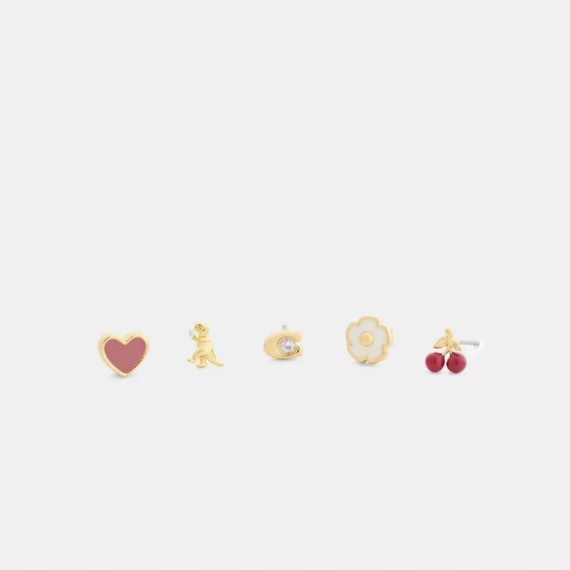 Rexy And Cherry Enamel Stud Earring Set