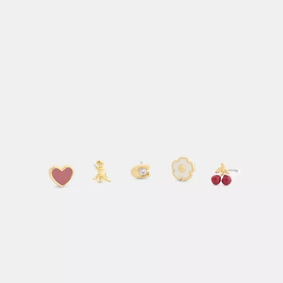 Rexy And Cherry Enamel Stud Earring Set