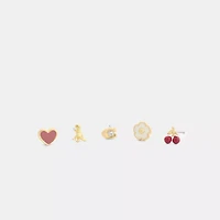 Rexy And Cherry Enamel Stud Earring Set
