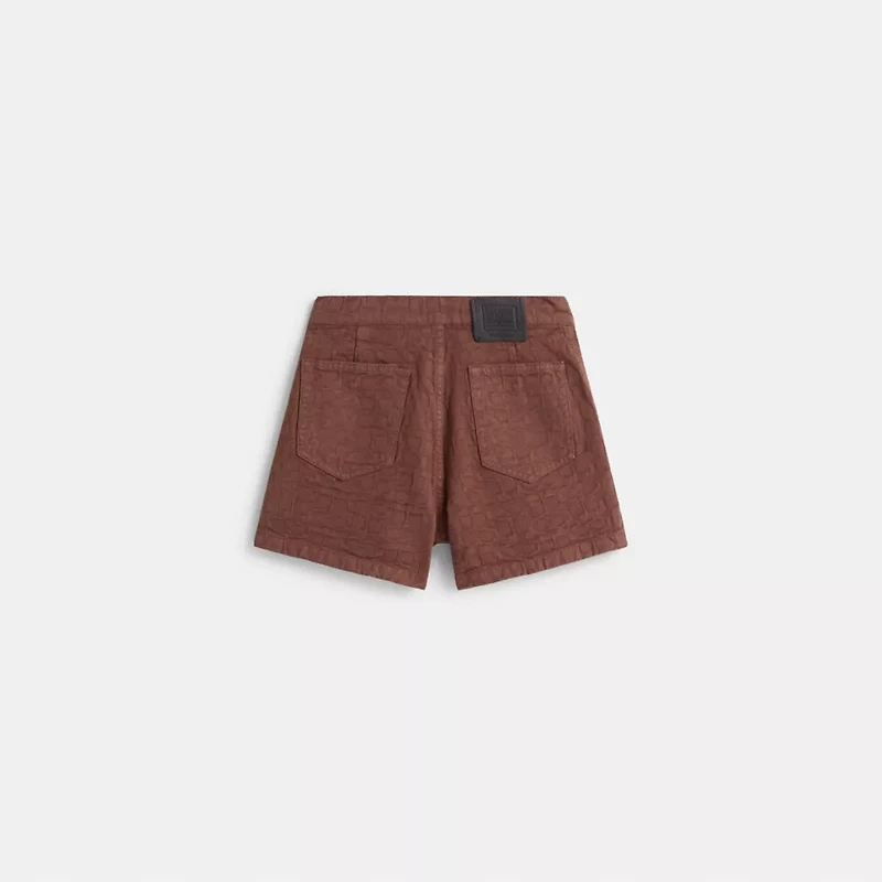 Restored Signature Jacquard Denim Shorts
