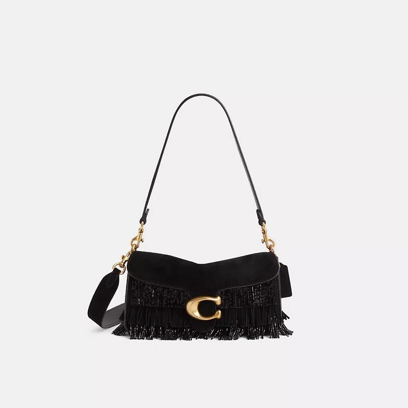 Restored Tabby Shoulder Bag 26 With Crystal Beaded Fringe