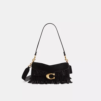Restored Tabby Shoulder Bag 26 With Crystal Beaded Fringe