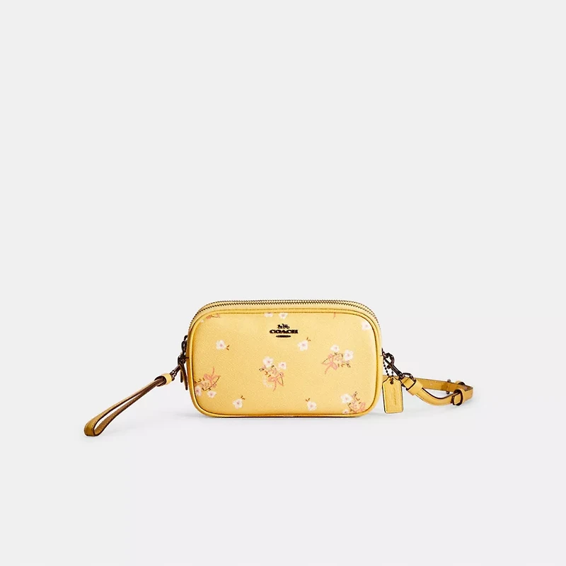 Restored Sadie Crossbody Clutch With Floral Bow Print