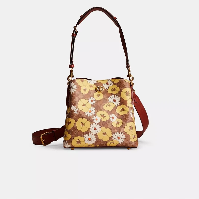 Restored Willow Bucket Bag In Signature Canvas With Floral Print