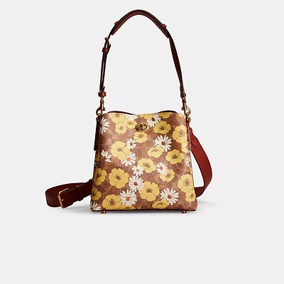 Restored Willow Bucket Bag In Signature Canvas With Floral Print