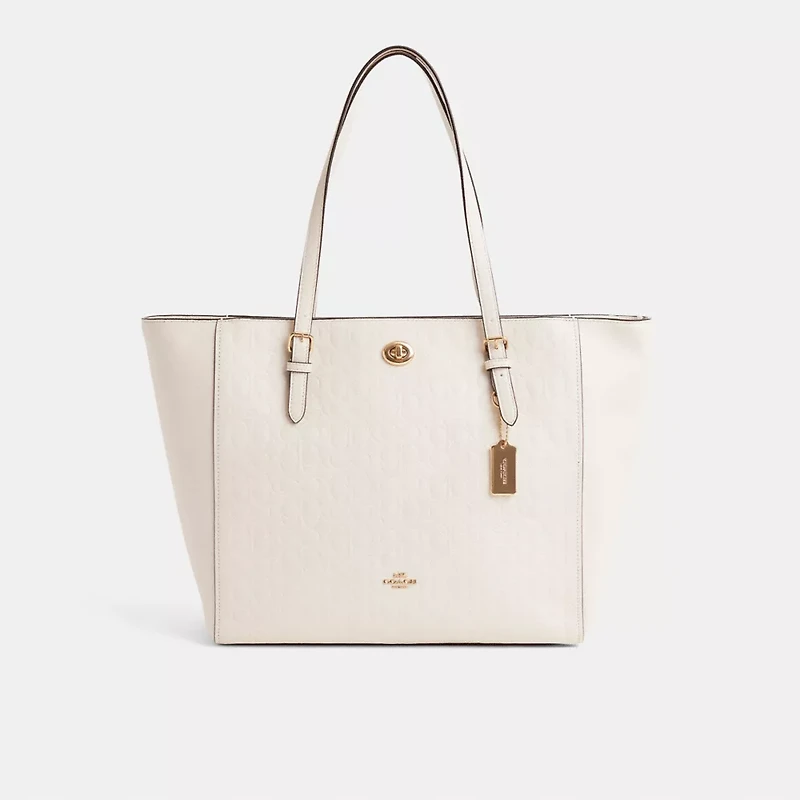 Restored Turnlock Tote In Signature Leather