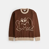 Crewneck Sweater With Intarsia Star Frog Graphic
