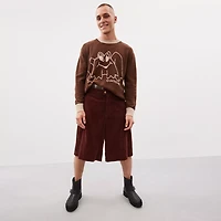 Crewneck Sweater With Intarsia Star Frog Graphic