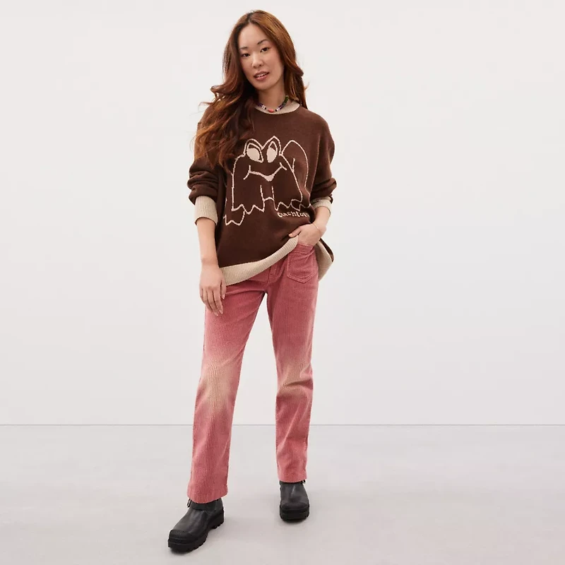 Crewneck Sweater With Intarsia Star Frog Graphic