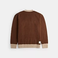 Crewneck Sweater With Intarsia Star Frog Graphic