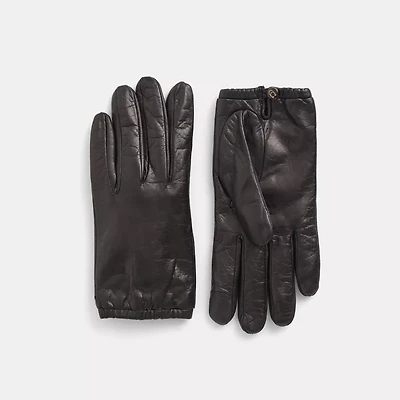 Restored Sculpted Signature Gathered Leather Tech Gloves