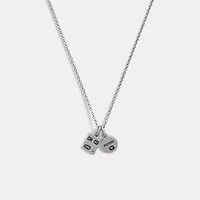 Sterling Silver Double Charm Long Pendant Necklace
