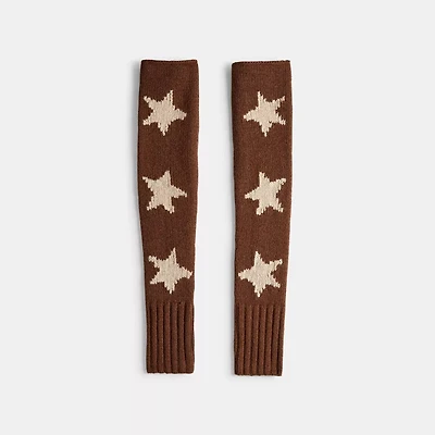 Arm Warmers With Intarsia Star Graphic