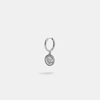 Sterling Silver Coin Single Huggie Earring