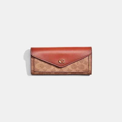 Restored Wyn Soft Wallet In Colorblock Signature Canvas