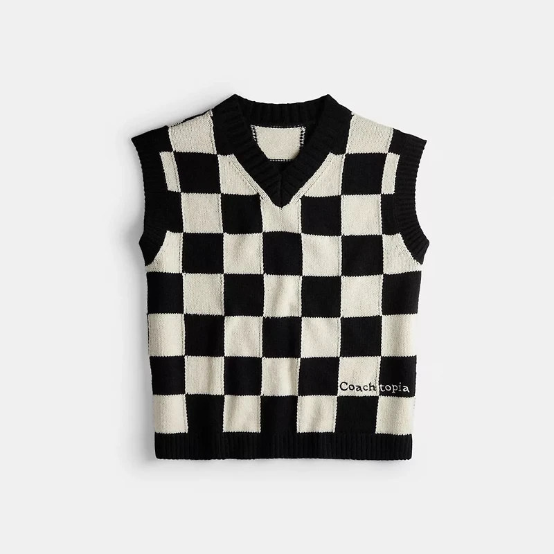 Sweater Vest With Checkerboard Pattern