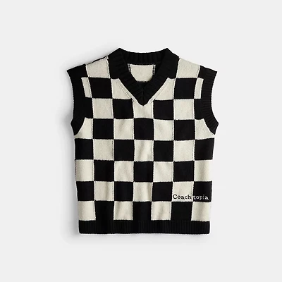 Sweater Vest With Checkerboard Pattern