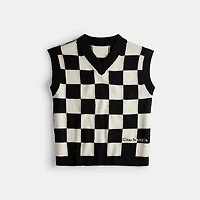 Sweater Vest With Checkerboard Pattern