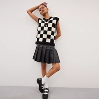 Sweater Vest With Checkerboard Pattern