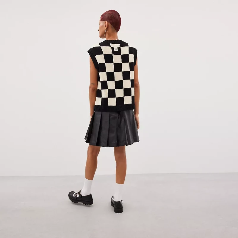 Sweater Vest With Checkerboard Pattern