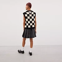 Sweater Vest With Checkerboard Pattern