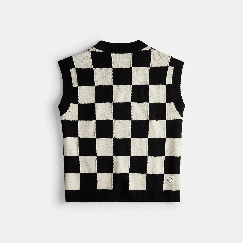 Sweater Vest With Checkerboard Pattern