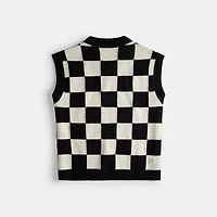 Sweater Vest With Checkerboard Pattern