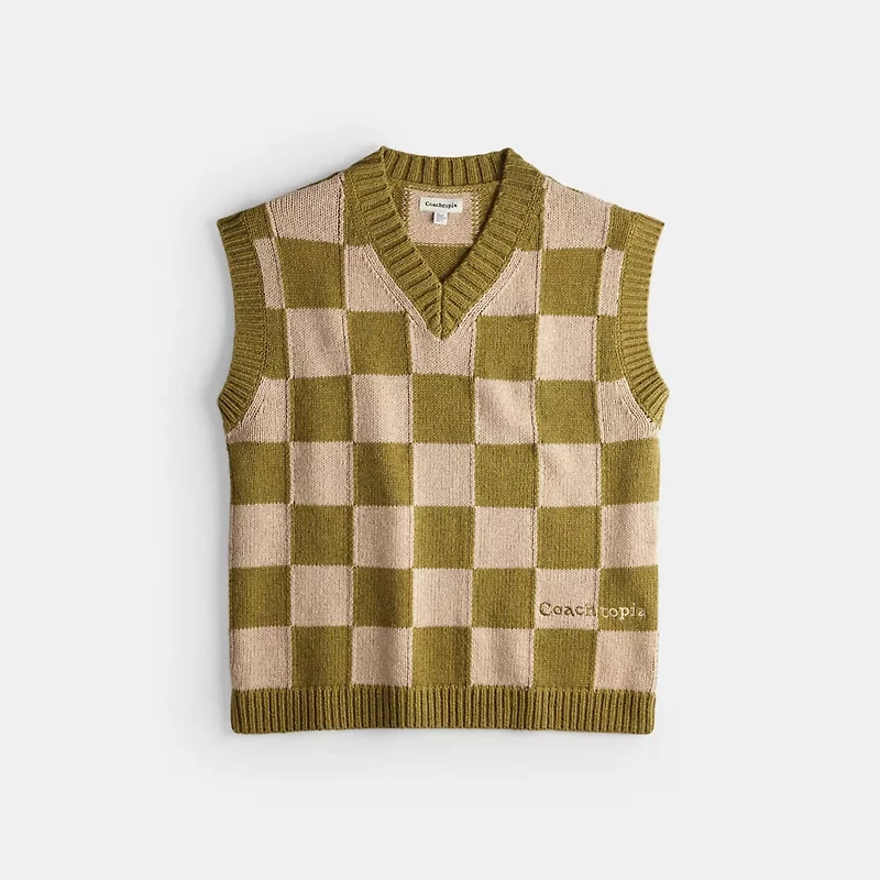 Sweater Vest With Checkerboard Pattern