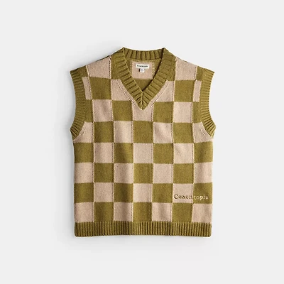 Sweater Vest With Checkerboard Pattern