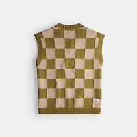 Sweater Vest With Checkerboard Pattern