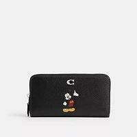 Disney X Coach Essential Accordion Zip Wallet In Regenerative Leather With Mickey Mouse
