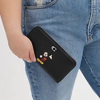 Disney X Coach Essential Accordion Zip Wallet In Regenerative Leather With Mickey Mouse