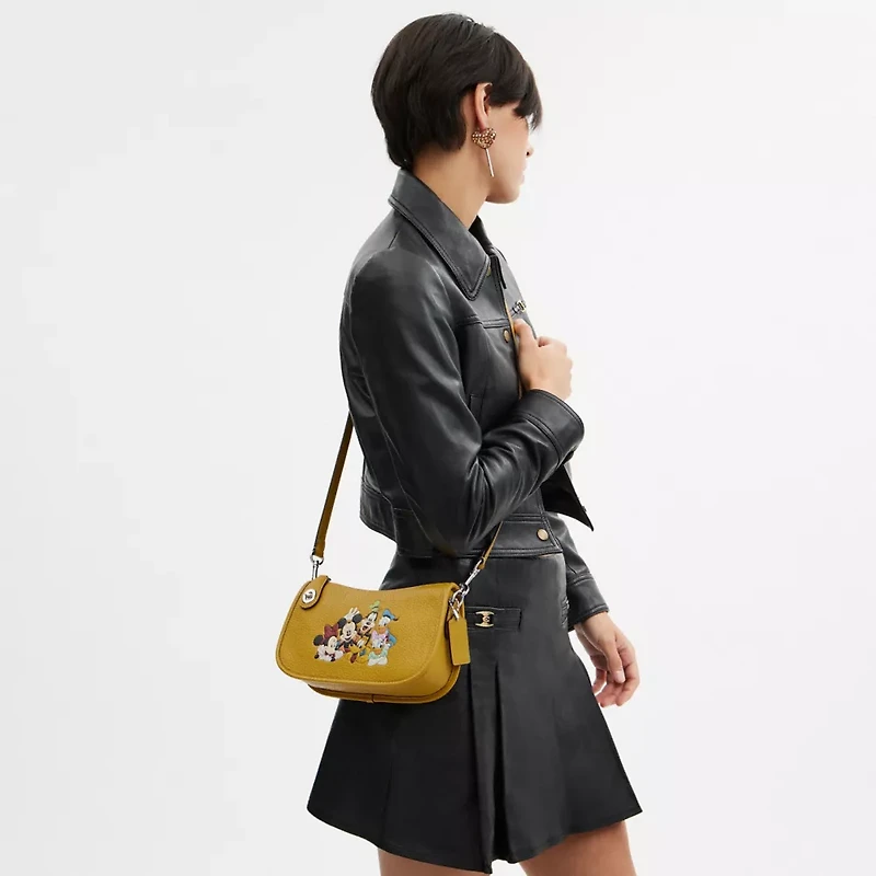 Disney X Coach Swinger Bag In Regenerative Leather With Mickey Mouse And Friends