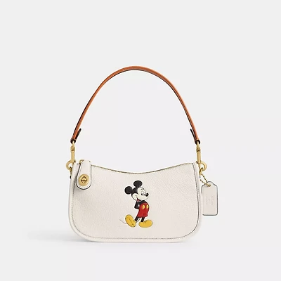 Disney X Coach Swinger Bag In Regenerative Leather With Mickey Mouse